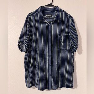 Wildfang Navy and Yellow Striped Shirt Size 1X